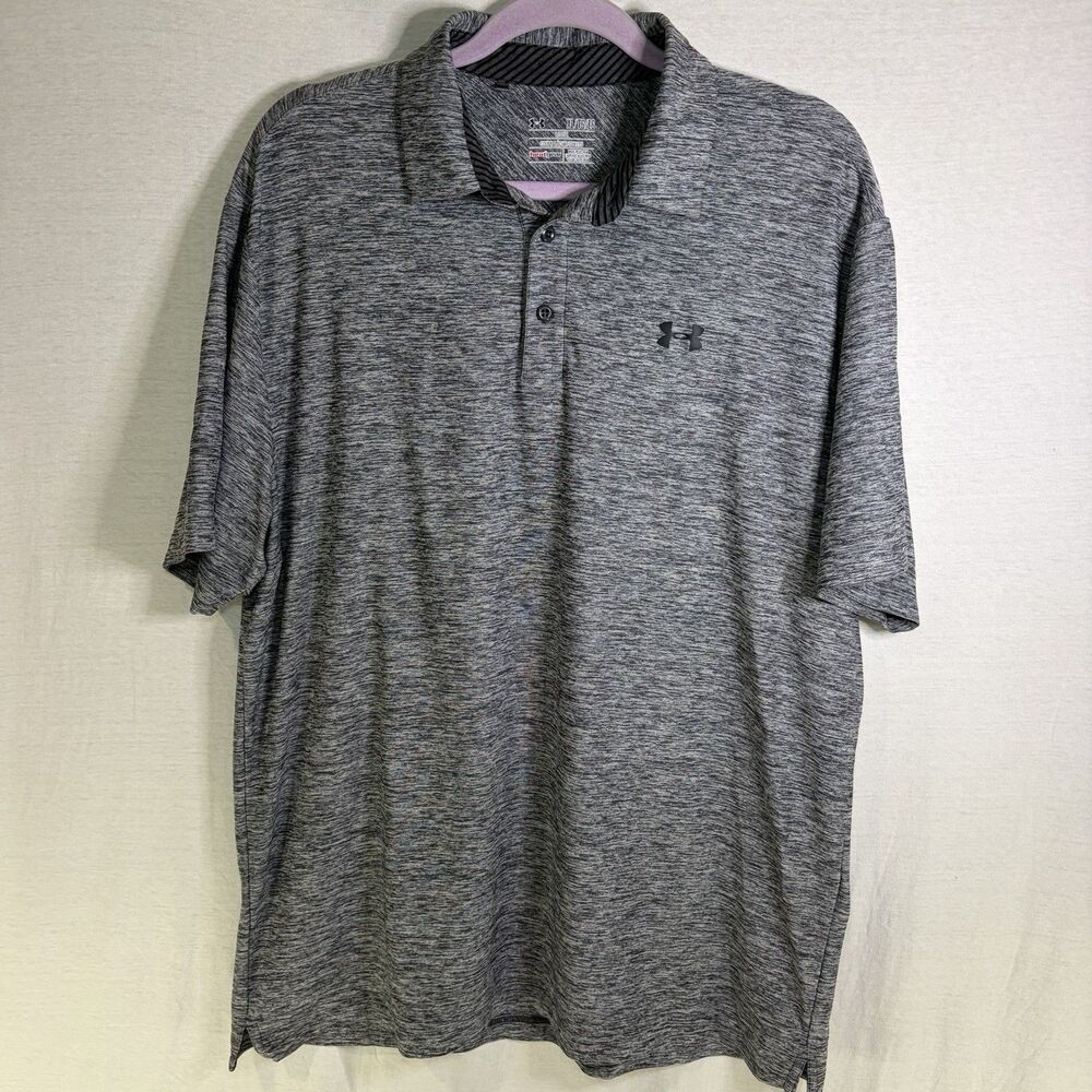 Under Armour HeatGear Performance Loose Polo Men Shirt Size XL Gray Golf